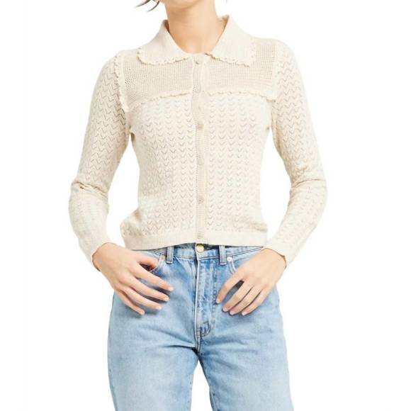 NEW MILLE andie cardigan in ivory - Picture 1 of 5